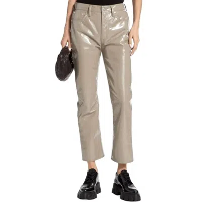 Citizen Of Humanity Isola Patent Leather Bootcut Pants In Beige In Gray