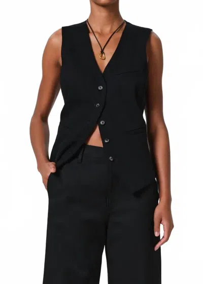 Citizen Of Humanity Jasmin Long Button Vest In Black