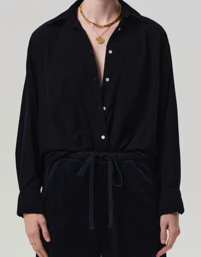 Citizen Of Humanity Kayla Corduroy Shirt In Navy In Blue