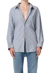 Citizen Of Humanity Kayla Long Sleeve Shirt In Frida Stripe In Blue