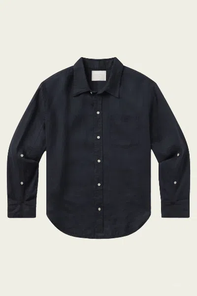 Citizen Of Humanity Kayla Shrunken Linen Shirt In True Navy