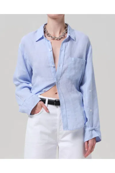 Citizen Of Humanity Kayla Shrunken Top In Glint In Blue