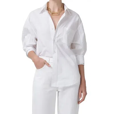 Citizen Of Humanity Kayla Womens Poplin Long Sleeve Button-down Top In White