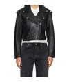 Citizen Of Humanity Kindra Cropped Moto Leather Jacket In Black