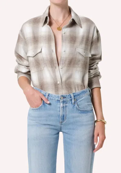 Citizen Of Humanity Kota Long Button Up Shirt In Schiffer Plaid In Multi