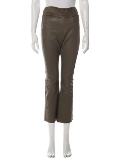 Pre-owned Citizen Of Humanity Lamb Leather Flared Pants In Green