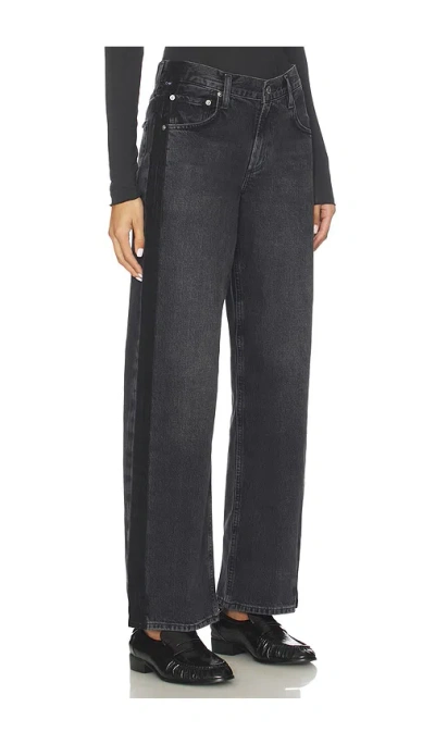 Citizen Of Humanity Lindz Low Rise Easy Straight With Tuxedo Stripe Jeans In Black