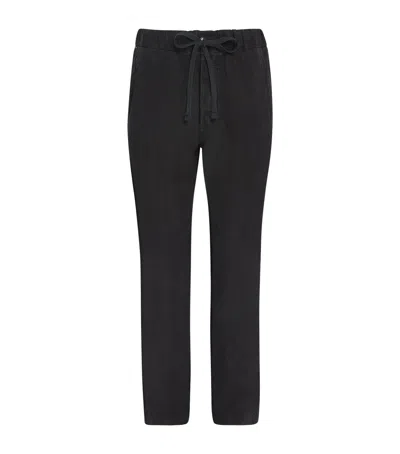 Citizen Of Humanity Linen Pleated Straight Trousers In Black