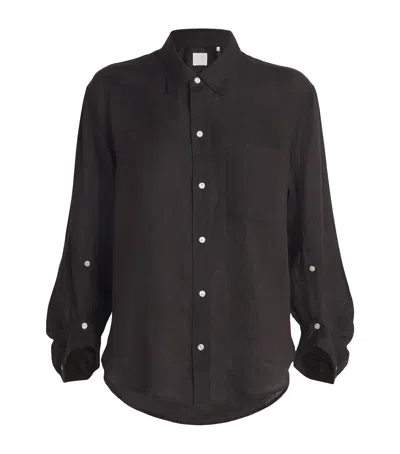 Citizen Of Humanity Linen Shrunken Kayla Shirt In Black