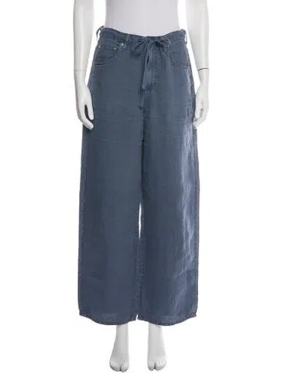 Pre-owned Citizen Of Humanity Linen Wide Leg Pants In Blue