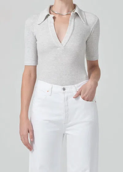 Citizen Of Humanity Liu Bodysuit In Heather Grey In White