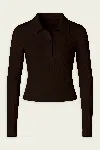 Citizen Of Humanity Long Sleeve 60's Polo In Chocolate In Multi