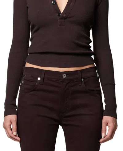 Citizen Of Humanity Long Sleeve 60's Polo In Chocolate In Black