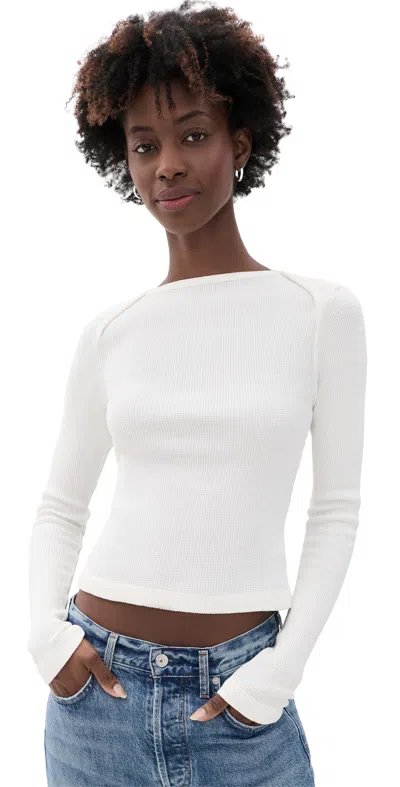 Citizen Of Humanity Long Sleeve Baby Waffle Tee Pashmina In White