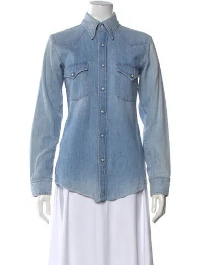 Pre-owned Citizen Of Humanity Long Sleeve Button-up Top In Blue