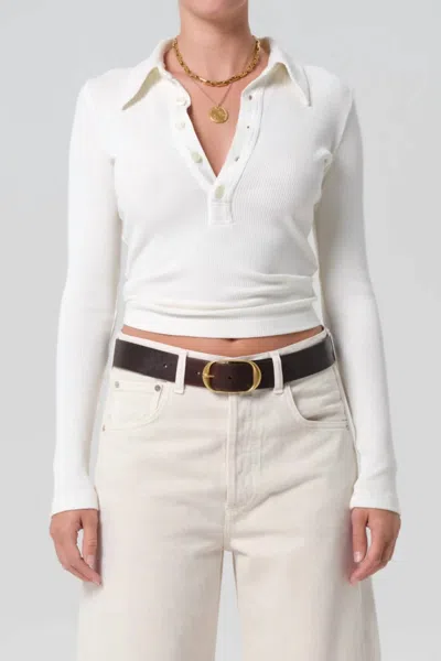 Citizen Of Humanity Long Sleeve Polo In Pashmina In Multi