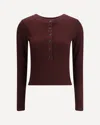 Citizen Of Humanity Varra Ribbed Stretch Cotton And Lyocell-blend Henley Top In Burgundy