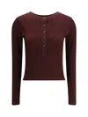 Citizen Of Humanity Varra Ribbed Stretch Cotton And Lyocell-blend Henley Top In Burgundy
