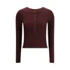 Citizen Of Humanity Varra Ribbed Stretch Cotton And Lyocell-blend Henley Top In Brown