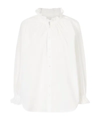 Citizen Of Humanity Cotton Loretta Buttondown Ruffle Top In Multi