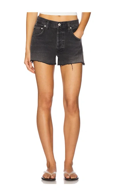 Citizen Of Humanity Marlow Frayed Denim Shorts In Black