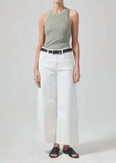 Citizen Of Humanity Lyra Wide Leg Crop Raw Hem Jeans In Soft White