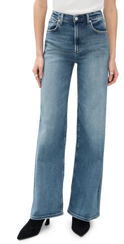 Citizen Of Humanity Lyra Long Wide Leg Jeans Cooper In Blue