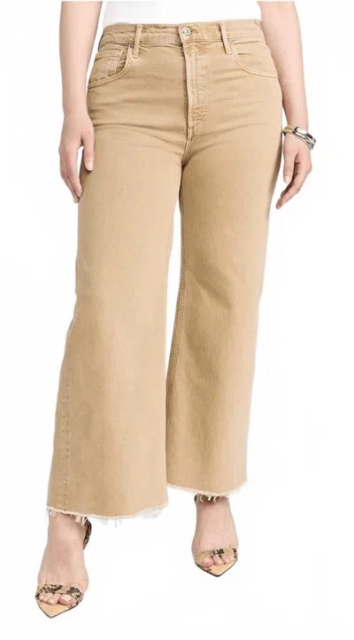Citizen Of Humanity Lyra Crop Wide Leg Jeans In Porcini In Multi