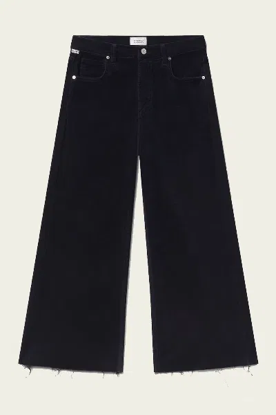 Citizen Of Humanity Lyra Wide Leg Crop Corduroy In Navy In Black