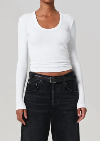 Citizen Of Humanity Mara U-neck Long Sleeve Tee In White