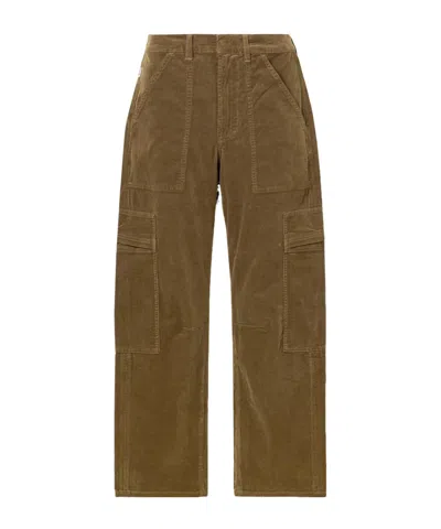 Citizen Of Humanity Marcelle Cotton-blend Corduroy Barrel-leg Cargo Pants In Brown