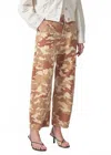 Citizen Of Humanity Marcelle Camo Print Low Rise Barrel Cargo Jeans In Multi