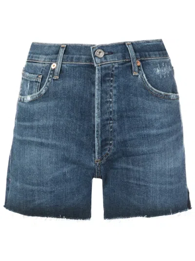 Citizen Of Humanity Marlow Distressed Denim Shorts In Blue