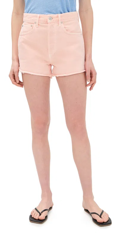 Citizen Of Humanity Marlow Vintage Shorts Melon Crème In Red