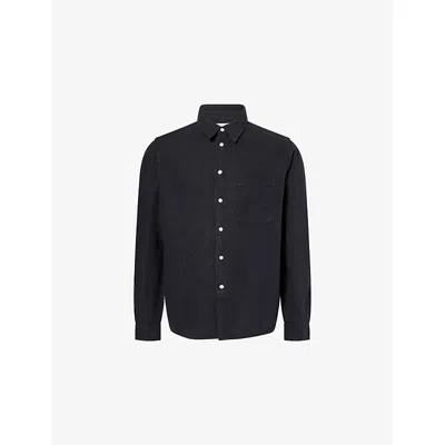Citizen Of Humanity Mens Navy Cairo Patch-pocket Linen Shirt In Blue