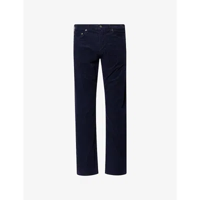 Citizen Of Humanity Mens Navy Elijah Corduroy Straight-leg Stretch-cotton Trousers In Blue