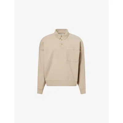 Citizen Of Humanity Mens Vint Stone (dk Beige) Rugby Long-sleeve Cotton-jersey Polo Top In Neutral