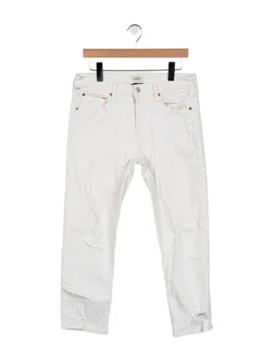 Pre-owned Citizen Of Humanity Mid-rise Straight Leg Jeans In White