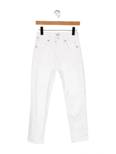Pre-owned Citizen Of Humanity Mid-rise Straight Leg Jeans In White