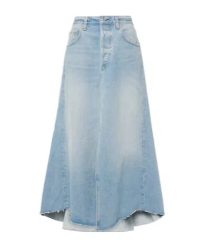 Citizen Of Humanity Mina Reworked Denim Midi Skirt In Purple