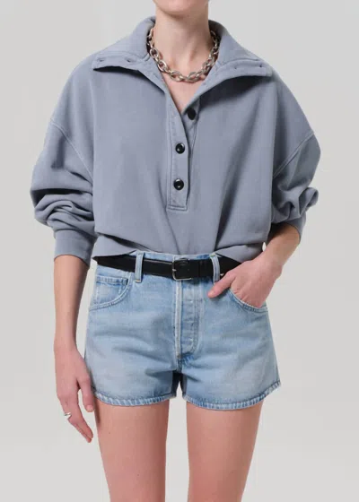 Citizen Of Humanity Mirelle Funnel Neck Pullover In Hematite In Blue