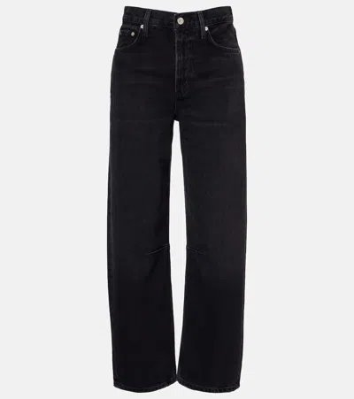 Citizen Of Humanity Miro Cropped High-rise Barrel-leg Jeans In Black