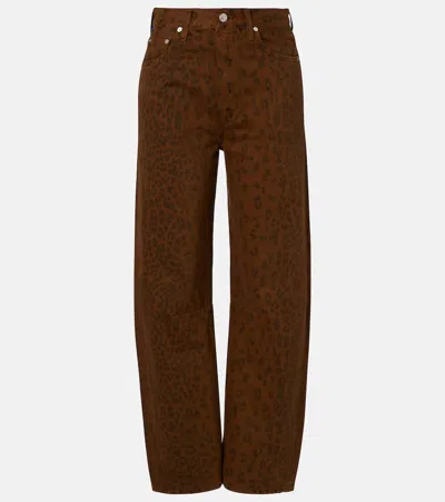 CITIZEN OF HUMANITY MIRO LEOPARD-PRINT BARREL-LEG JEANS