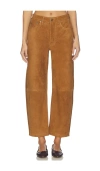 Citizen Of Humanity Miro Low-rise Suede Straight-leg Pants In Brown