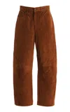 Citizen Of Humanity Miro Suede Barrel-leg Pants In Brown