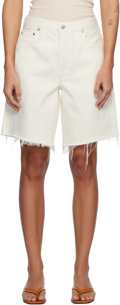 Citizen Of Humanity Off-white Ayla Denim Shorts In Neutral