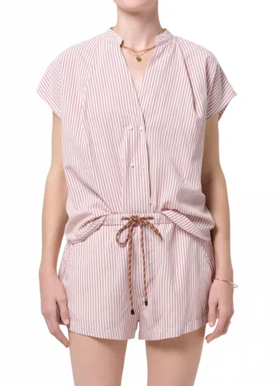 Citizen Of Humanity Penelope Blouse In Raspberry Stripe In Multi