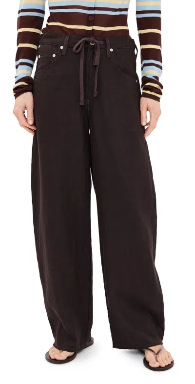 Citizen Of Humanity Petite Brynn Linen Pants Chocolate In Brown