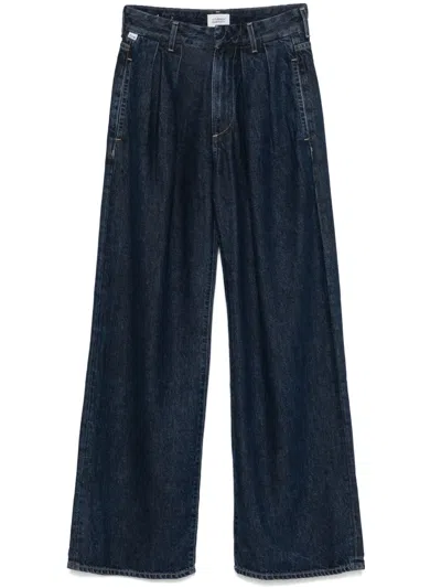 Citizen Of Humanity Wide-leg Trousers With Back Pockets And Front Pleats In Blue