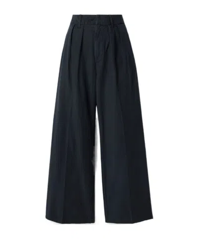 Citizen Of Humanity Petra Pleated Cotton Wide-leg Pants In Blue